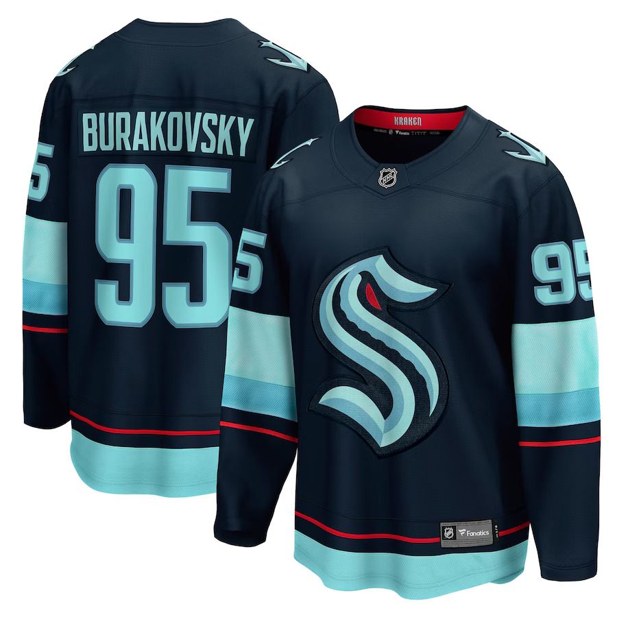 Men Seattle Kraken #95 Andre Burakovsky Fanatics Branded Navy Home Breakaway Player NHL Jersey